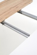 Halmar stół CALIBER rozkładany biały / dąb san remo MDF, stal malowana 160-200x90