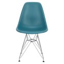 D2.DESIGN Krzesło P016 PP tworzywo navy green zielony, metalowe chromowane nogi wygodne i lekkie