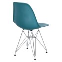 D2.DESIGN Krzesło P016 PP tworzywo navy green zielony, metalowe chromowane nogi wygodne i lekkie