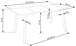 STÓŁ ROZKŁADANY DICKSON 150-210x90 blat dąb naturalny nogi - czarne - do jadalni HALMAR blat MDF okleinowany nogi lite drewno