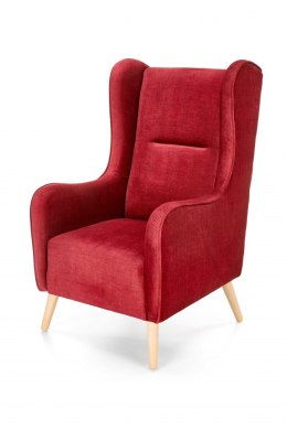 Halmar CHESTER 2 fotel wypoczynkowy bordowy (tkanina Vogue) - tapicerowany - nogi drewno lite - wysokie oparcie - fotel uszak