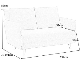 SIGNAL SOFA KANAPA WILLY ROZKŁADANA Z FUNKCJĄ SPANIA TKANINA SZARY TAP.137/ DREWNO BUK do salonu pokoju dla gości
