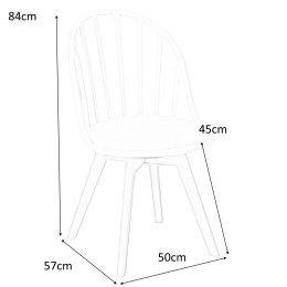 KRZESŁO Sirena Intesi siedzisko BIAŁE tworzywo PP PODUSZKA EKOSKÓRA nogi DREWNO BUKOWE do restauracji jadalni kuchni recepcji