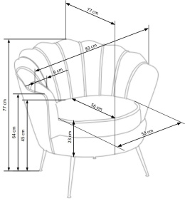 Halmar AMORINITO fotel wypoczynkowy granatowy / złoty materiał: tkanina velvet/ stal chromowana