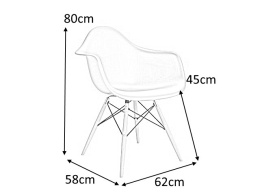 D2.DESIGN Krzesło Fotel P018W PP tworzywo białe, drewniane nogi HF wygodne i funkcjonalne