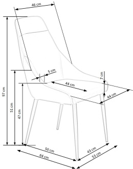 Halmar K465 krzesło do jadalni ciemny popiel, materiał: ekoskóra / stal malowana proszkowo