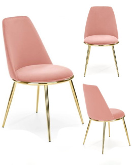 Halmar K460 krzesło do jadalni różowy, materiał: tkanina - velvet / stal
