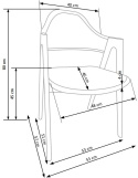 Halmar K344 krzesło do jadalni popielate, materiał: tkanina /stelaż stal malowana kolor drewnopodobny