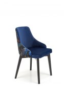 Halmar ENDO krzesło czarny / tap: BLUVEL 86 (granatowy), materiał: drewno lite - bukowe / tkanina velvet