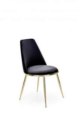 Halmar K460 krzesło czarne materiał: tkanina velvet / nogi metal złote