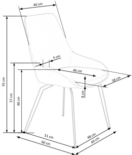 Halmar K479 krzesło do jadalni popiel materiał: tkanina - velvet / stal malowana