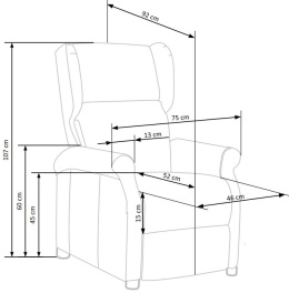 Halmar AGUSTIN 2 fotel wypoczynkowy rozkładany beżowy Uszak, materiał: tkanina