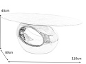 SIGNAL ŁAWA ETNA OWALNA SZKŁO HARTOWANE BIAŁY EFEKT MARMURU / PODSTAWA TWORZYWO BIAŁY LAKIER 110x60x43