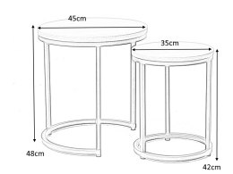 ŁAWA STOLIK HOLA ZESTAW 2 OKRĄGŁA SIGNAL PŁYTA LAMINOWANA DĄB NATURALNY / STELAŻ METAL CZARNY FI 45 i FI 35