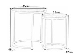 ŁAWA STOLIK HOLA ZESTAW 2 SIGNAL PŁYTA LAMINOWANA CZARNY EFEKT MARMURU/STELAŻ METAL CZARNY MAT FI 45 FI 32