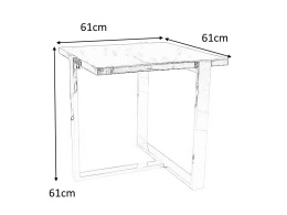 SIGNAL ŁAWA VELA B BLAT CZARNY MARMUR + OKLEINA / PODSTAWA STAL NIERDZEWNA SREBRNY 61x61 stolik okolicznościowy kwadratowy