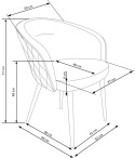 Halmar K430 krzesło granatowy, tył oparcia pikowany materiał: tkanina velvet / stal malowana