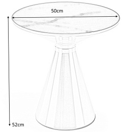 ŁAWA STOLIK OKRĄGŁY FI 50 TRIBECA ceramika biały marmur / złoty stal nierdzewna HALMAR