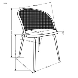 Halmar K508 krzesło ciemny zielony, tkanina - velvet / rattan syntetyczny / stal malowana proszkowo