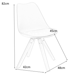 KRZESŁO NORDEN Star Square PP BIAŁE 1606 Intesi TWORZYWO PODUSZKA EKOSKÓRA nogi lite DREWNO BUKOWE naturalny