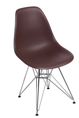 D2.DESIGN Krzesło P016 PP brązowe, chromowane nogi