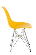 D2.DESIGN Krzesło P016 PP tworzywo żółte, chromowane nogi metalowe wygodne i stabilne