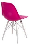 D2.DESIGN Krzesło P016W tworzywo PP dark pink/white, różowe, nogi drewno bukowe białe