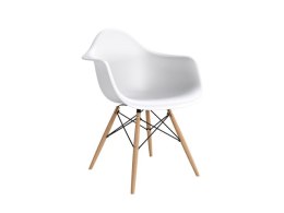 D2.DESIGN Krzesło Fotel P018W PP tworzywo białe, drewniane nogi HF wygodne i funkcjonalne