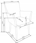 Halmar K274 krzesło z podłkietnikami ciemny popiel materiał: tkanina / drewno lite