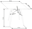 Halmar stół PROMETHEUS KWADRAT 80x80 biały MDF lakierowany nogi drewno lite bukowe + stal malowana