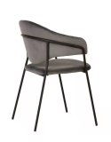Krzesło fotel NAOMI ciemny szary - welur, podstawa czarna