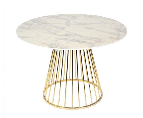 STÓŁ OKRĄGŁY GLAM MARBLE King Home MDF + okleina IMITACJA MARMURU złota podstawa metal fi 110