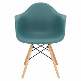 D2.DESIGN Krzesło Fotel P018W PP tworzywo zielony navy green drewniane nogi nowoczesne i wygodne